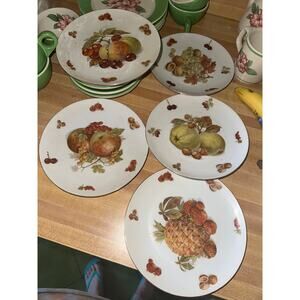 MID CENTURY SET -5 GOLD RIM SELTMANN WEIDEN BAVARIA WEST GERMANY 7.5"  PLATES